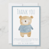 Blauw slaperig Beer Baby shower Schattige bedankt (Voorkant)