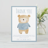 Blauw slaperig Beer Baby shower Schattige bedankt (Staand voorkant)
