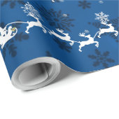 Blauw Slapje- en rendierpapier voor de kerstman Cadeaupapier (Rol Hoek)