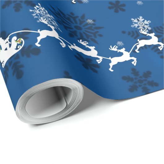 Blauw Slapje- en rendierpapier voor de kerstman Cadeaupapier (Rol Hoek)