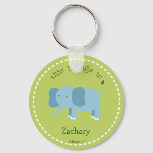 Blauw Sleutelhanger met olifant (Voorkant)