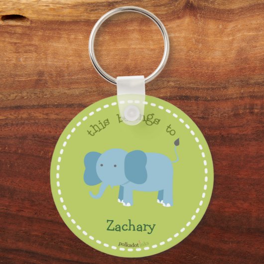 Blauw Sleutelhanger met olifant (Voorkant)