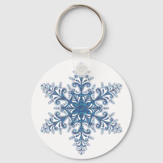 Blauw Sleutelhanger Snowflake (Voorkant)