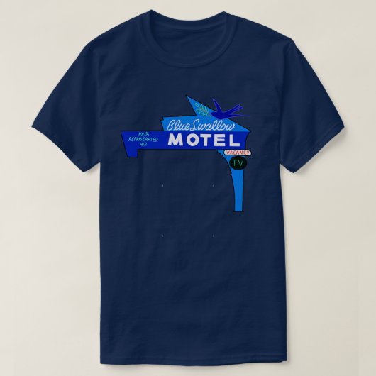 Blauw slikken motel teken t-shirt (Design voorkant)