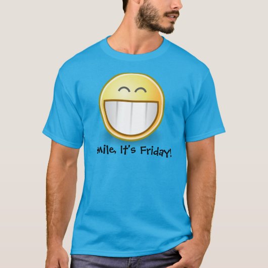 Blauw "Smile" is vrijdaggezicht, Mannen van Shirt (Voorkant)