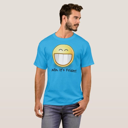 Blauw "Smile" is vrijdaggezicht, Mannen van Shirt (Voorkant volledig)