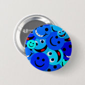 BLAUW SMILEYS COLLAGE RONDE BUTTON 5,7 CM (Voorkant /achterkant)