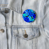 BLAUW SMILEYS COLLAGE RONDE BUTTON 5,7 CM (In situ)