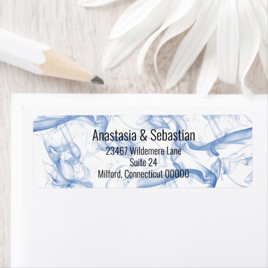 Blauw Smokey Mist Background Sjabloon Label (Insitu)