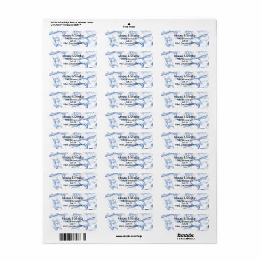 Blauw Smokey Mist Background Sjabloon Label (Full Sheet)