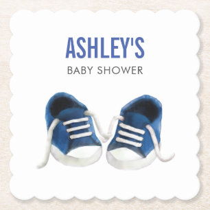 Blauw Sneakers Baby showers Onderzetter, Papieren  Kartonnen Onderzetters
