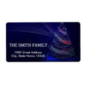  Blauw Sneeuw Glitter Kerstvakantie Etiket (Voorkant)