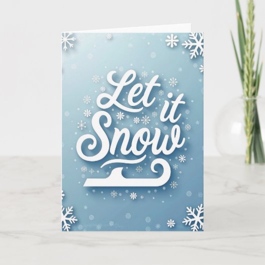 Blauw Sneeuw Script Kaart (Voorkant)