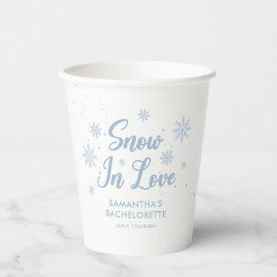 Blauw Sneeuw Verliefd Winter Bruidsfeestje Papieren Bekers