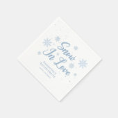 Blauw Sneeuw verliefd Winter Ski Bruidsfeest Servet (Hoek)