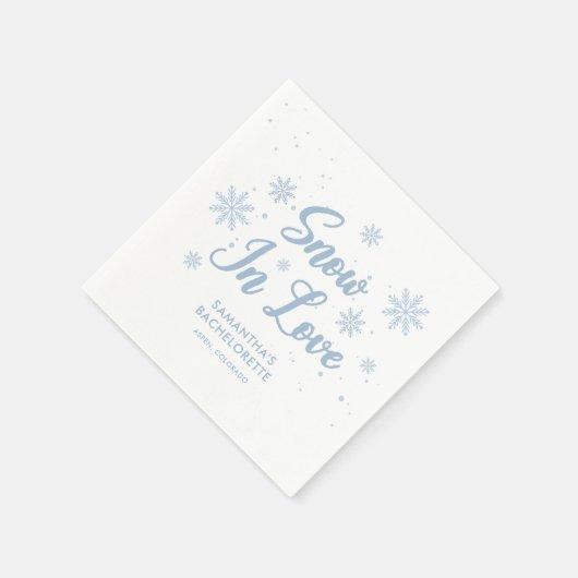 Blauw Sneeuw verliefd Winter Ski Bruidsfeest Servet (Hoek)