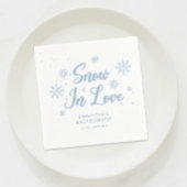 Blauw Sneeuw verliefd Winter Ski Bruidsfeest Servet