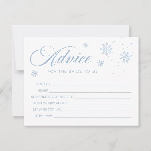 Blauw Sneeuw Winter Bruidsfeest Advieskaart Kaart (Voorkant)