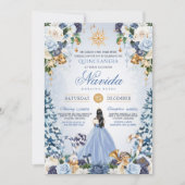 Blauw Sneeuw Winter Ijs Prinses Vakantie Quinceane Kaart (Voorkant)