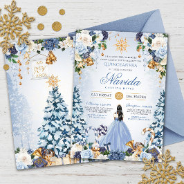Blauw Sneeuw Winter Ijs Prinses Vakantie Quinceane Kaart