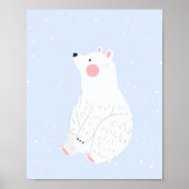 Blauw Sneeuw Winter Polar Beer Kwekerij Wanddecor Poster (Voorkant)