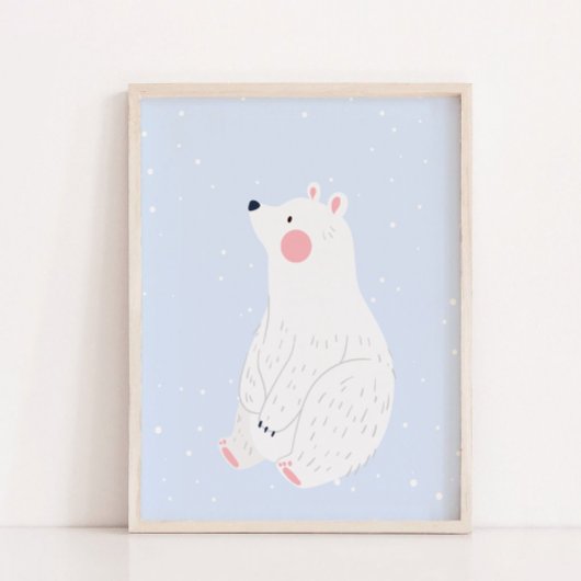 Blauw Sneeuw Winter Polar Beer Kwekerij Wanddecor Poster