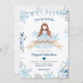 Blauw Sneeuw Winter Prinses Verjaardag Kaart (Voorkant)