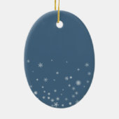 Blauw Sneeuwbol Sneeuwvlok Foto Keramisch Ornament (Achterkant)