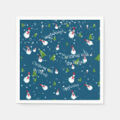 Blauw Sneeuwman Kerst Persoonlijk Servet (Voorkant)