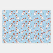 Blauw Sneeuwmannen Kerst Inpakpapier Vel (Voorkant 3)