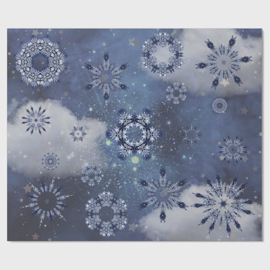Blauw sneeuwpakpapier cadeaupapier (Vlak)