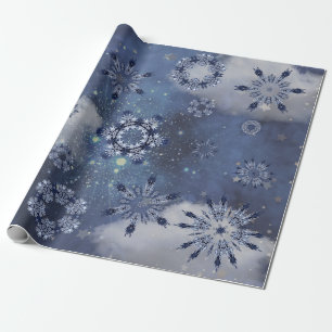 Blauw sneeuwpakpapier cadeaupapier