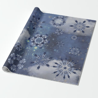 Blauw sneeuwpakpapier cadeaupapier