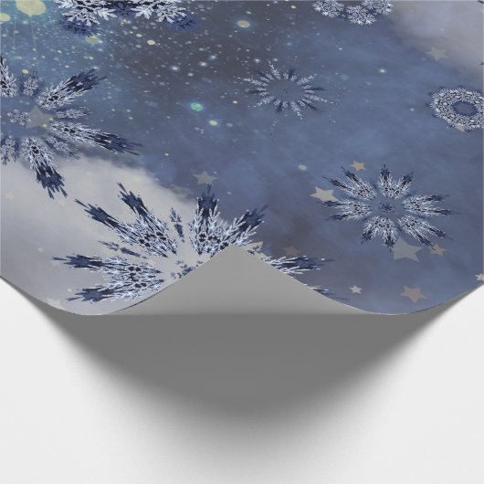 Blauw sneeuwpakpapier cadeaupapier (Hoek)