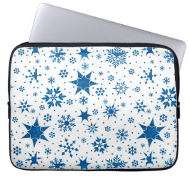 Blauw Sneeuwvliespatroon Laptop Sleeve