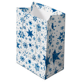 Blauw Sneeuwvliespatroon Medium Cadeauzakje