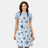 Blauw Sneeuwvliespatroon Schort (Gedragen)