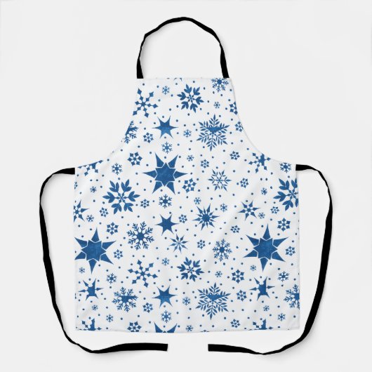 Blauw Sneeuwvliespatroon Schort (Voorkant)