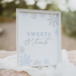 Blauw Sneeuwvlok Baby shower Sweets and Treats Tek Poster