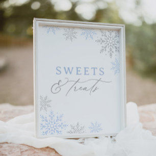 Blauw Sneeuwvlok Baby shower Sweets and Treats Tek Poster