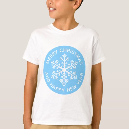Blauw Sneeuwvlok Feestelijk T-shirt (Kind) (Voorkant)