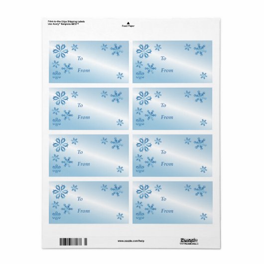 Blauw Sneeuwvlok Gift Label, Gift Label (Full Sheet)