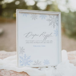 Blauw Sneeuwvlok Jongen Baby shower Luier Raffle S Poster