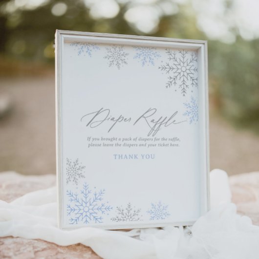 Blauw Sneeuwvlok Jongen Baby shower Luier Raffle S Poster