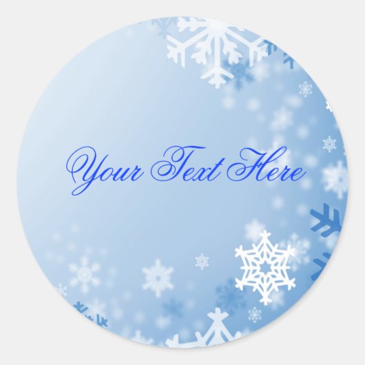 Blauw Sneeuwvlok Kerst Envelop Sticker / seal (Voorkant)