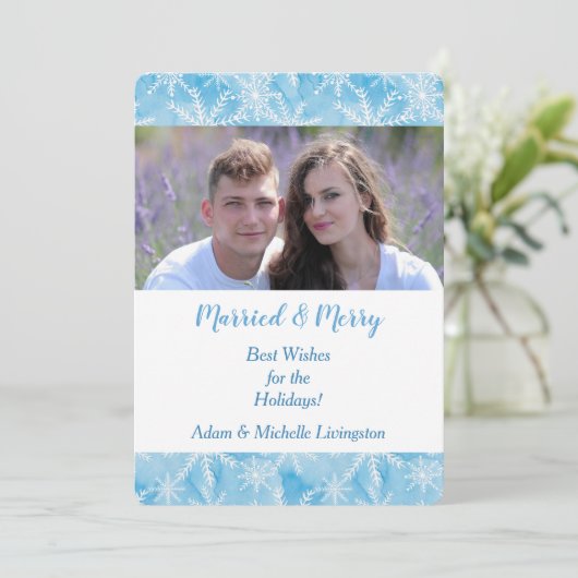 Blauw Sneeuwvlok Kerst Foto Sjabloon (Staand voorkant)