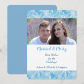 Blauw Sneeuwvlok Kerst Foto Sjabloon (Voorkant / Achterkant)