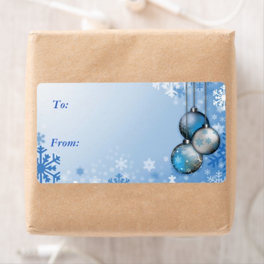 Blauw Sneeuwvlok Ornamenten Gift Label Label (Insitu)