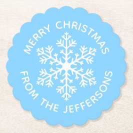 Blauw Sneeuwvlok Papier Onderzetter