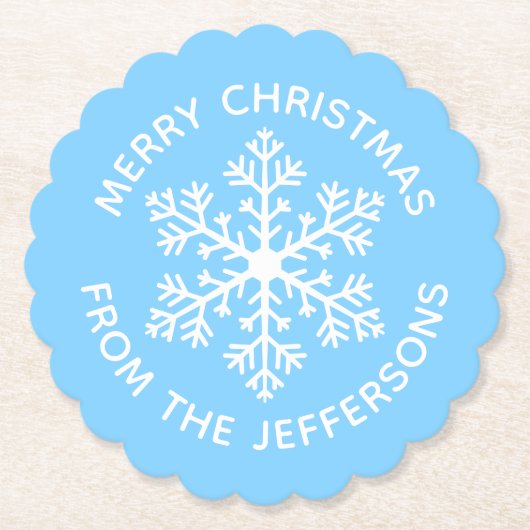 Blauw Sneeuwvlok Papier Onderzetter (Voorkant)